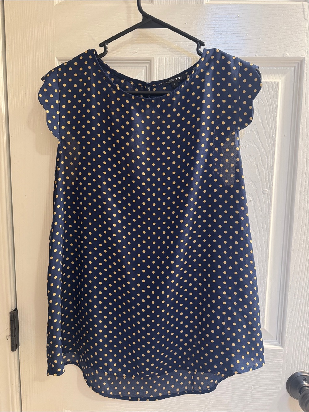 Papermoon Navy and Cream Polka Dot Cap Sleeve Blouse